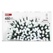 Lampki choinkowe 480 LED cherry 48m , zimna biel, zielony przewód, IP44, 8 programów, time