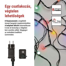 LED karácsonyi fényfüzér,cseresznye–golyók, 20 m, kültéri és beltéri, többszínű,progr,időz
