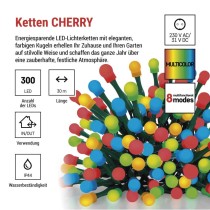 LED Weihnachtslichterkette Cherry–Kugeln, 30 m,Außen und Innen,Multicolor,Programme, Timer