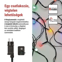 LED karácsonyi fényfüzér,cseresznye–golyók, 48 m, kültéri és beltéri, többszínű,progr,időz