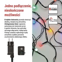 Lampki choinkowe 480 LED cherry 48m, multikolor, zielony przewód, IP44, 8 programów, timer