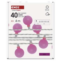 LED Ziemassvētku virtene – 2,5 cm bumbiņas, 4 m, liet. ārā un iekšt., rozā, ar taimeru