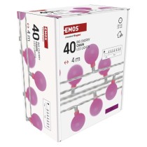 LED Ziemassvētku virtene – 2,5 cm bumbiņas, 4 m, liet. ārā un iekšt., rozā, ar taimeru