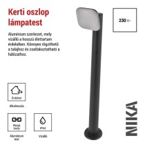 LED kerti oszloplámpa NIKA, 12 x 12 x 80 cm, 12,5 W, meleg fehér