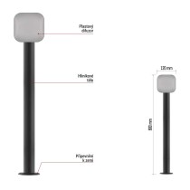 LED zahradní sloupkové svítidlo NIKA, 12 x 12 x 80 cm, 12,5 W, teplá bílá