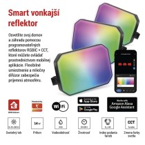 GoSmart vonkajší LED reflektor, štartovacia sada, 3 diely, 14 W, RGBIC stmievateľný, WiFi