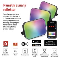 GoSmart zunanji LED reflektor, začetni komplet, 3 deli, 14 W, RGBIC zatemnilni, WiFi