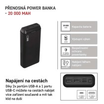 Powerbanka EMOS Alpha2 20, 20 000 mAh, 10 W, černá