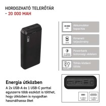 EMOS Powerbank ALPHA2 20, 20 000 mAh, 10 W, fekete