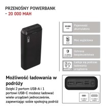 Powerbank EMOS ALPHA2 20, 20 000 mAh, 10 W, czarny