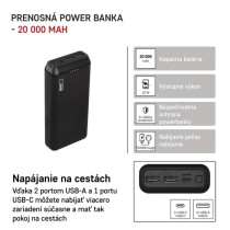 Power bank EMOS Alpha2 20, 20 000 mAh, 10 W, čierny