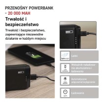 Powerbank EMOS ALPHA2 20, 20 000 mAh, 10 W, czarny