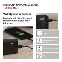 EMOS ALPHA2 20 powerbank, 20 000 mAh, 10 W, črni