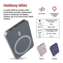 EMOS Powerbank WI 522, 5 000 mAh, 20 W+Wireless, szürke