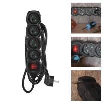 Prodlužovací kabel 3 m / 4 zásuvky / s vypínačem / černý / PVC / 1 mm2