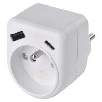 Rozbočovací zásuvka 1×, 1×USB-A+1×USB-C, bílá