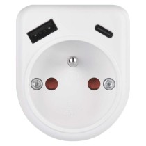 Rozbočovací zásuvka 1×, 1×USB-A+1×USB-C, bílá