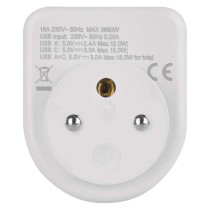 Rozbočovací zásuvka 1×, 1×USB-A+1×USB-C, bílá