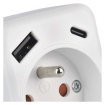 Rozbočovací zásuvka 1×, 1×USB-A+1×USB-C, bílá