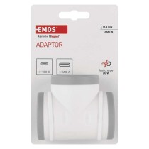 Rozbočovací zásuvka 2×, 1×USB-A+1×USB-C, bílo-šedá