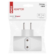 Rozbočovací zásuvka 2× kulatá + 1× plochá, bílá