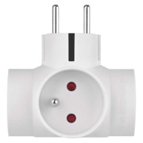 Rozbočovací zásuvka 3×, kulatá, bílá