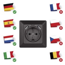 Steckdose mit USB 2,1A max. SCHUKO, anthrazit