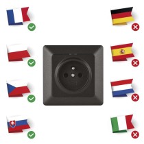 Zásuvka jednonásobná, antracit