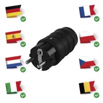 Vidlice gumová přímá pro prodlužovací kabel, černá