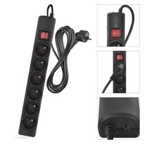 Prepäťová ochrana – 6 zásuviek, 3 m, čierna