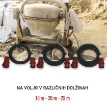 3 fazni zunanji podaljšek 25 m / 1 vtičnica / črni / guma / 400 V / 2,5 mm2