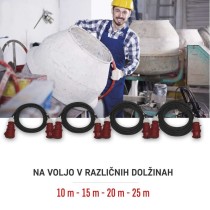 3 fazni zunanji podaljšek 10 m / 1 vtičnica / črni / guma / 400 V / 4 mm2