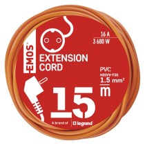 Hosszabbító 15 m / 1 aljzat / narancssárga / PVC / 250 V / 1,5 mm2