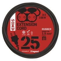 Hosszabbító 25 m / 2 aljzat / fekete / gumi / 250 V / 1,5 mm2