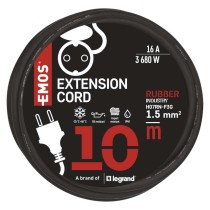 Hosszabbító 10 m / 1 aljzat / fekete / gumi-neoprén / 250 V / 1,5 mm2