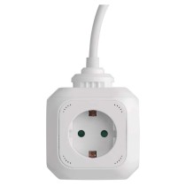 Hosszabbító - kocka 1,9 m / 4 aljzat / fehér / PVC / USB / 1,5 mm2