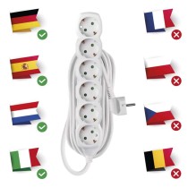 Hosszabbító 5 m / 6 aljzat / fehér / PVC / 1,5 mm2