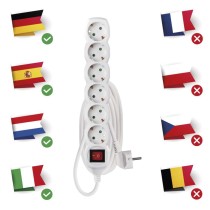 Hosszabbító 3 m / 6 aljzat / kapcsolós / fehér / PVC / 1,5 mm2