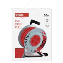 Kábeldob 50 m / 4 aljzat / piros / PVC / 230 V / 1,5 mm2