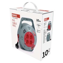 Kábeldob 10 m / 4 aljzat / fekete / PVC / 230 V / 1 mm2