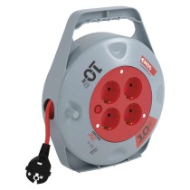 Kábeldob 10 m / 4 aljzat / fekete / PVC / 230 V / 1 mm2