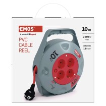 Kábeldob 10 m / 4 aljzat / fekete / PVC / 230 V / 1 mm2