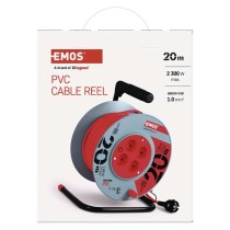 Kábeldob 20 m / 4 aljzat / piros / PVC / 230 V / 1 mm2