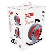 Kábeldob 20 m / 4 aljzat / piros / PVC / 230 V / 1 mm2