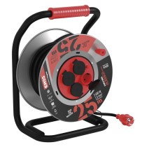 Kültéri kábeldob 25 m / 4 aljzat / fekete / gumi-neoprén / 230V / 1,5 mm2