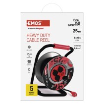 Kültéri kábeldob 25 m / 4 aljzat / fekete / gumi-neoprén / 230V / 1,5 mm2