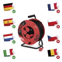 Kültéri kábeldob 50 m / 4 aljzat / fekete / gumi / 230 V / 1,5 mm2