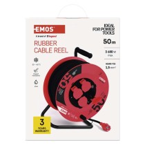 Kültéri kábeldob 50 m / 4 aljzat / fekete / gumi / 230 V / 1,5 mm2