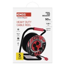 Kültéri kábeldob 50 m / 4 aljzat / fekete / gumi-neoprén / 230V / 1,5 mm2