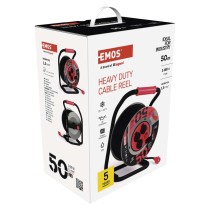 Kültéri kábeldob 50 m / 4 aljzat / fekete / gumi-neoprén / 230V / 1,5 mm2